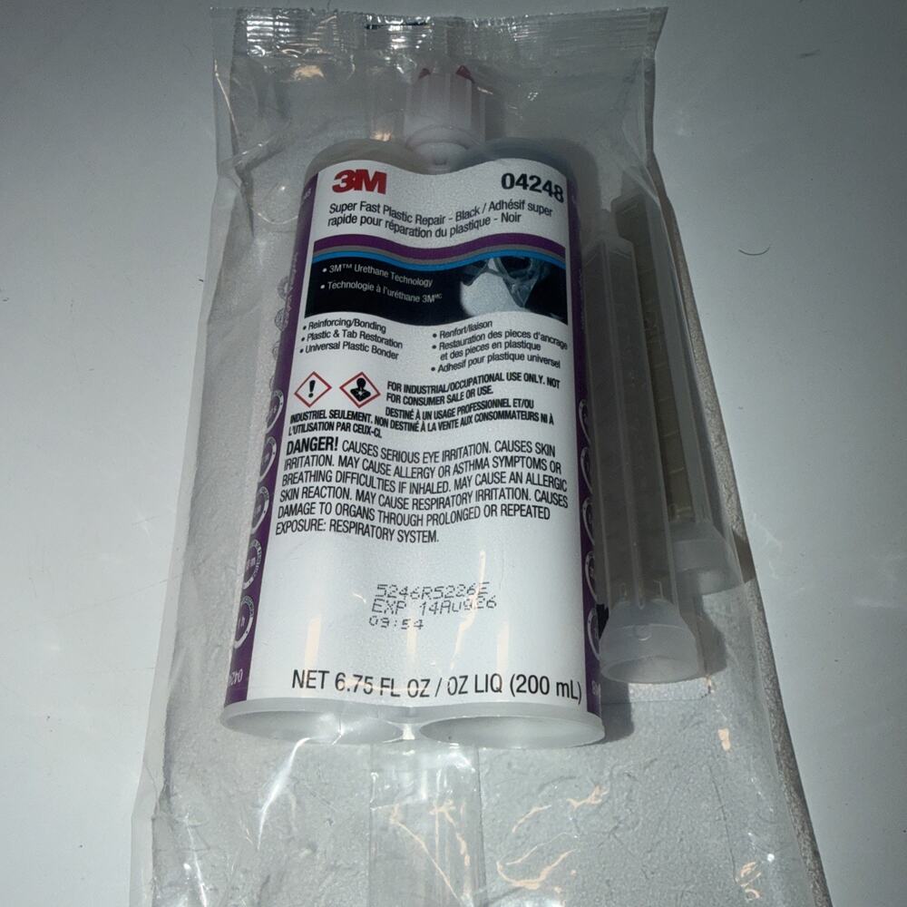 3M Super Fast Plastic Repair Adhesive, 04248, Black, 200 mL Ex 8/14/26